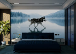 Frozen Freedom – Husky on Snowy Lake Wallpaper