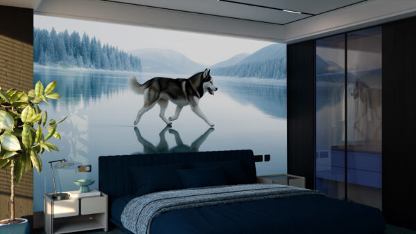 Frozen Freedom – Husky on Snowy Lake Wallpaper - Image 2