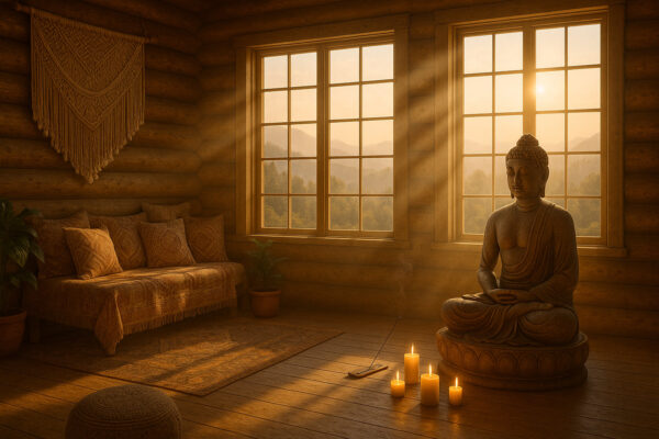 Zen Glow – Peaceful Buddha Retreat with Candles Wallpaper Mural