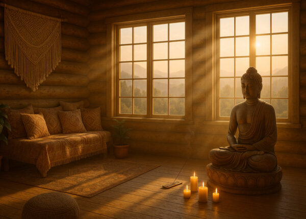 Zen Glow – Peaceful Buddha Retreat with Candles Wallpaper Mural