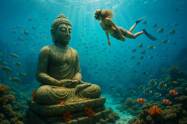 Aqua Enlightenment – Underwater Buddha with Snorkeller Mural