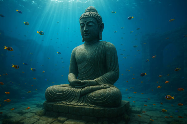 Tranquil Depths – Submerged Buddha Temple Mural