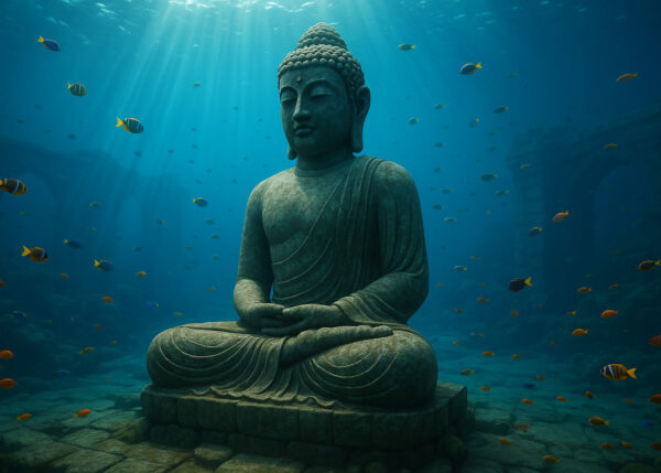 Tranquil Depths – Submerged Buddha Temple Mural