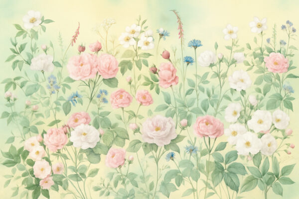 Pastel Garden Whispers – Soft Spring Wildflower Mural