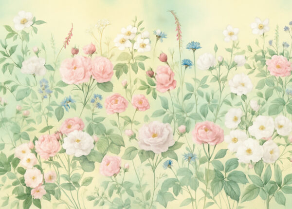 Pastel Garden Whispers – Soft Spring Wildflower Mural