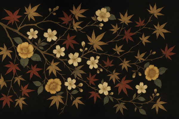 Night Blossom Canopy – Vintage Japanese Floral Mural