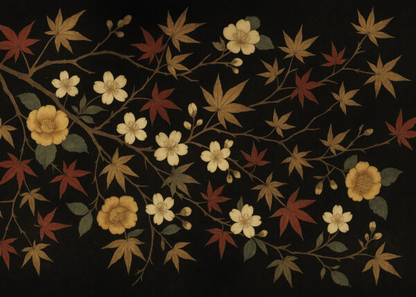 Night Blossom Canopy – Vintage Japanese Floral Mural