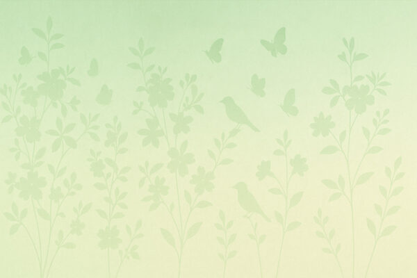 Green Silhouette Meadow – Minimal Botanical Wall Mural