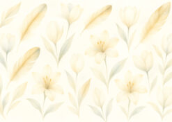 Feathered Petals – Cream Floral & Feather Watercolor Wallpaper