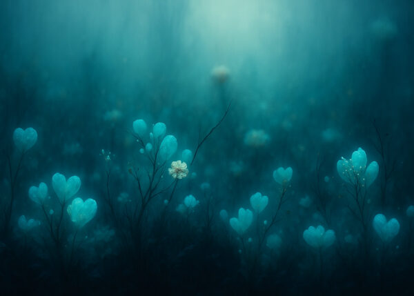 Twilight Bloom – Mystical Heart-Shaped Petals Wallpaper