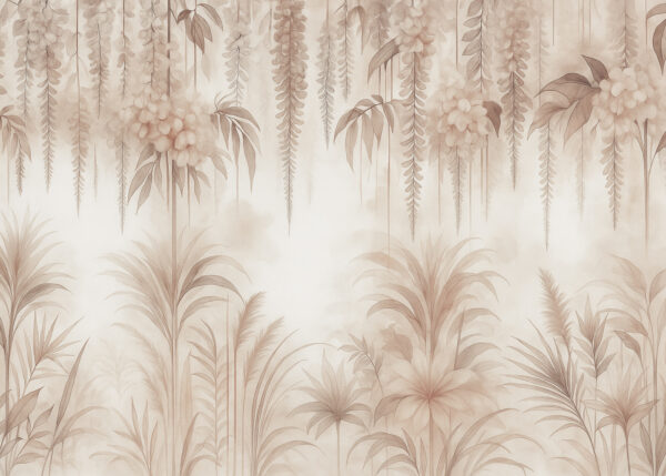 Sepia Tropics – Vintage Jungle Watercolor Mural Wallpaper