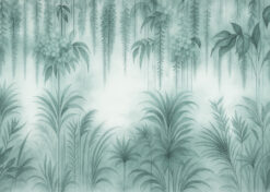 Emerald Tropics – Misty Jungle Watercolor Mural Wallpaper