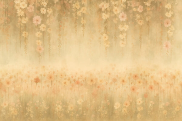 Golden Bloom Cascade – Warm Meadow Floral Mural Wallpaper