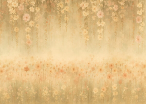 Golden Bloom Cascade – Warm Meadow Floral Mural Wallpaper