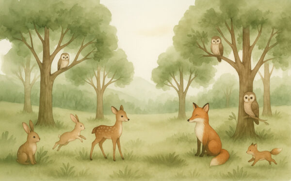 Woodland Gathering – Forest Animal Nursery Wallpaper Mural