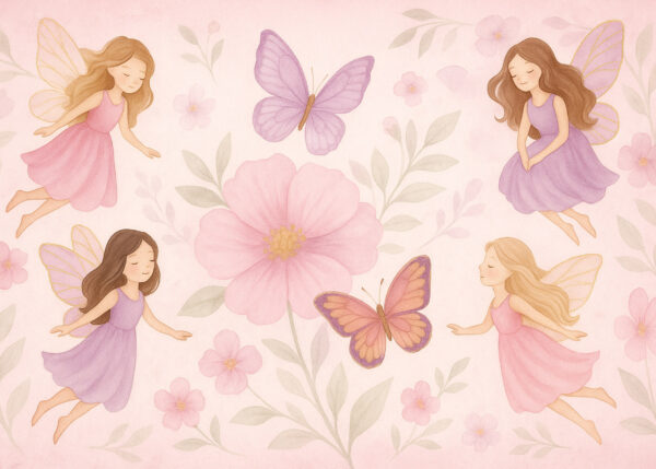 Fairy Blossoms – Pink Floral Nursery Wallpaper Mural