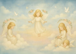 Heavenly Angels – Soft Cloud Angel Nursery Wallpaper