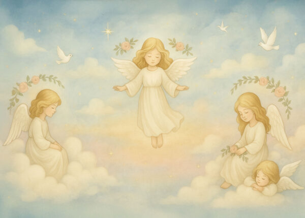 Heavenly Angels – Soft Cloud Angel Nursery Wallpaper