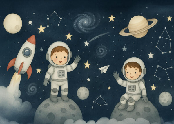 Little Astronauts – Outer Space Adventure Nursery Wallpaper