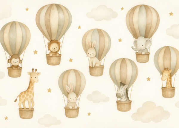 Up & Away – Animal Balloon Nursery Wallpaper Mural