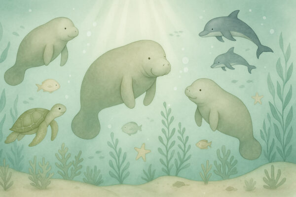 Gentle Manatees – Undersea Tranquillity Nursery Wallpaper
