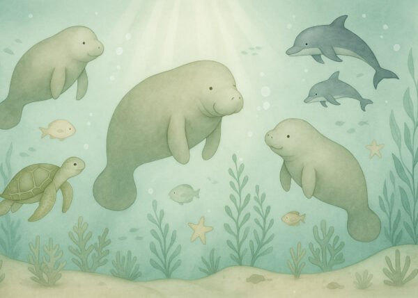Gentle Manatees – Undersea Tranquillity Nursery Wallpaper