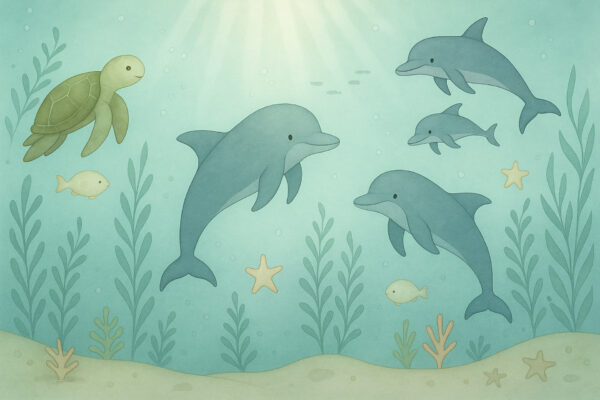 Dancing Dolphins – Ocean Friends Nursery Wallpaper
