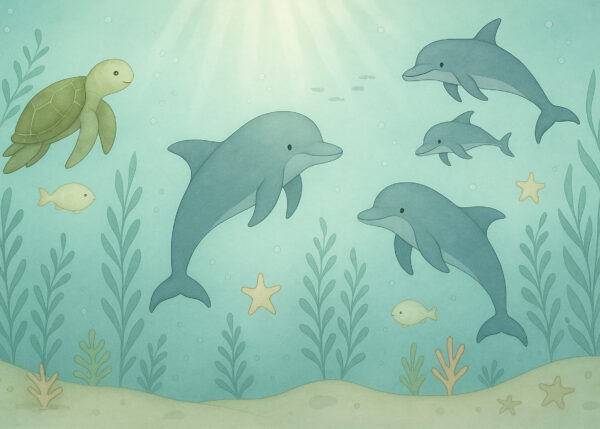 Dancing Dolphins – Ocean Friends Nursery Wallpaper