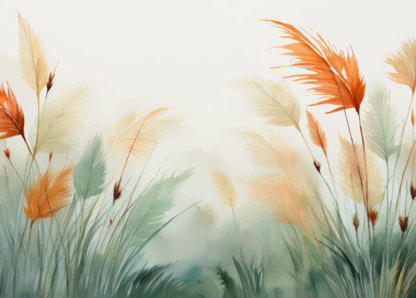 Whispering Meadow – Watercolor Grassland Mural Wallpaper