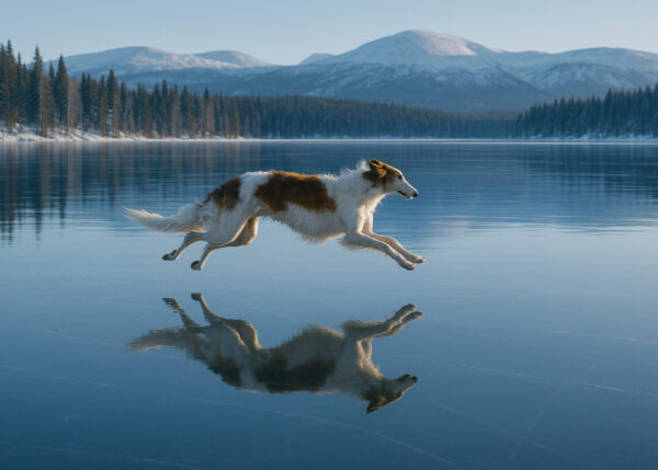 Borzoi on Ice Wallpaper