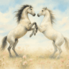 Wild Grace – Watercolour Horses in Bloom Canvas