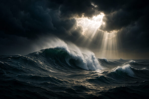 Heaven's Break – Sunrays Over Storm Waves Canvas