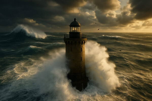 Guardian Light – Ocean Storm Lighthouse Canvas