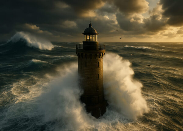 Guardian Light – Ocean Storm Lighthouse Canvas