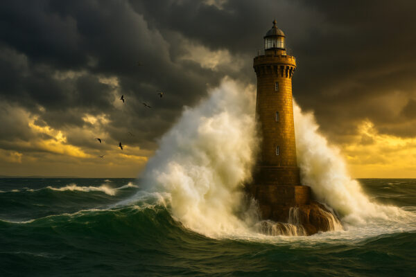 Tempest Beacon – Stormy Lighthouse Canvas