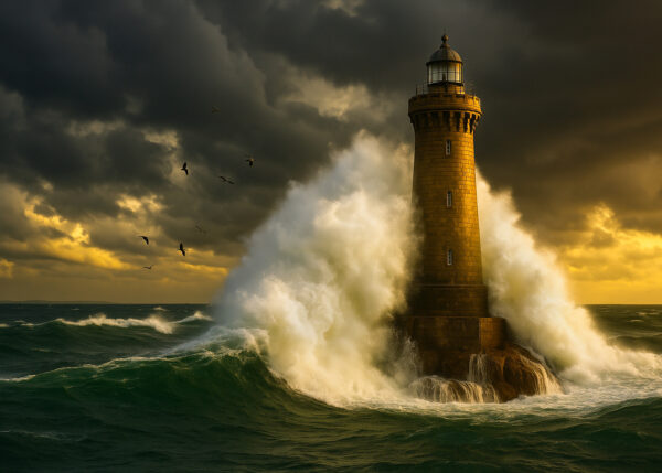 Tempest Beacon – Stormy Lighthouse Canvas
