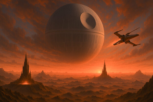 Empire Horizon – Galactic Fortress & Starfighter Sci-Fi Mural