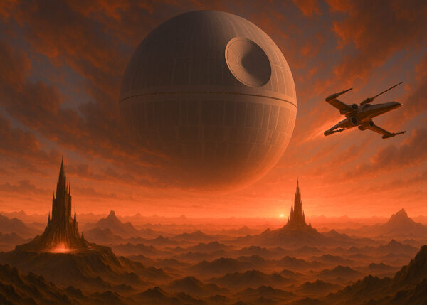 Empire Horizon – Galactic Fortress & Starfighter Sci-Fi Mural