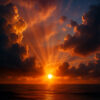 Crimson Horizon – Radiant Sunset Sky & Ocean Mural
