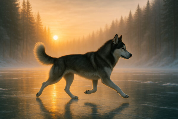 Husky in the Winter Glow Wallpaper