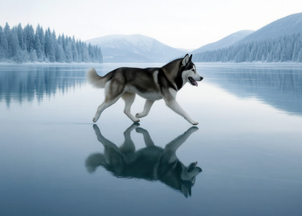 Husky on Crystal Ice Wallpaper