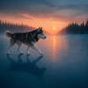 Twilight Husky on Ice Wallpaper